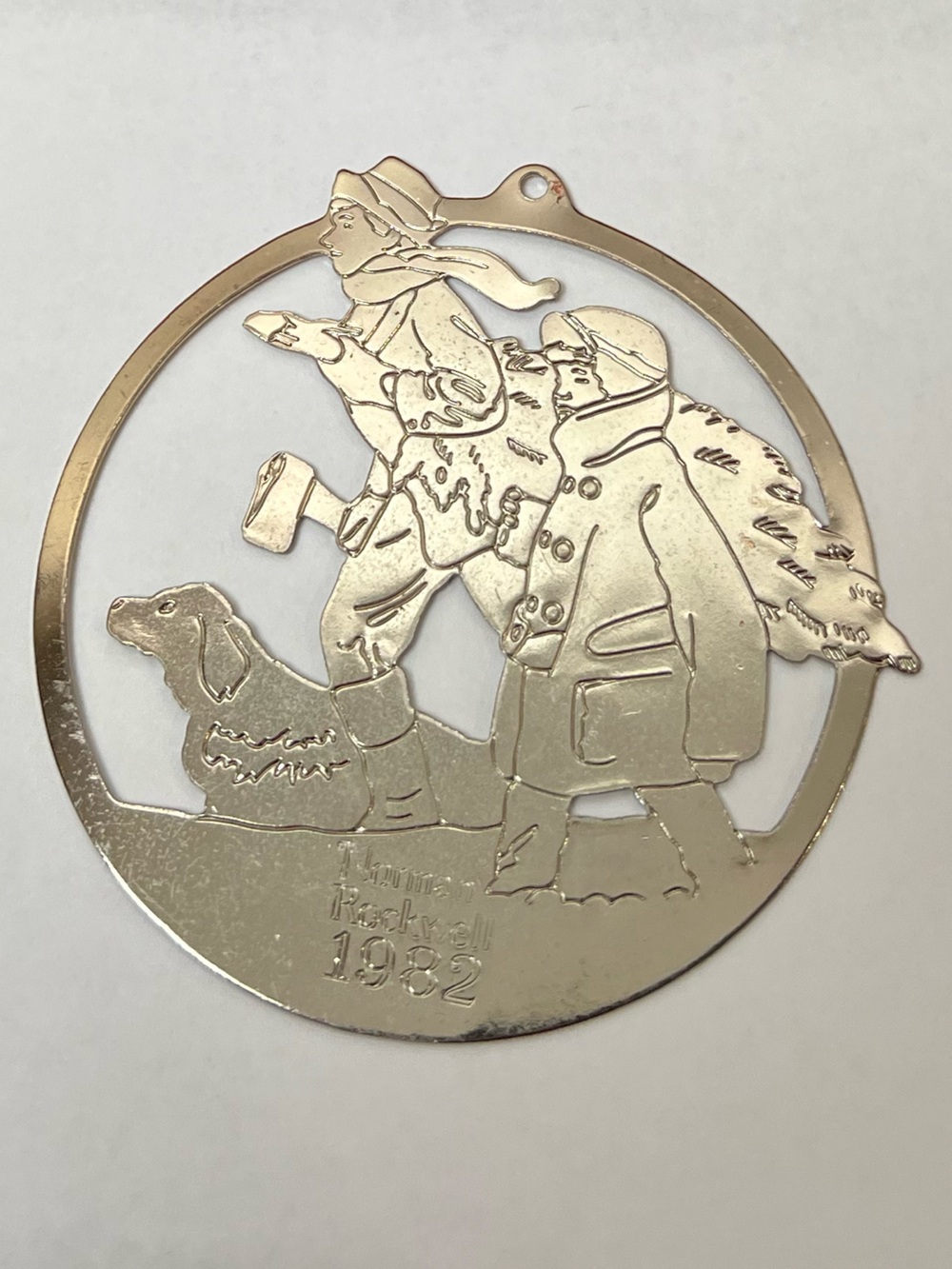Vintage 1982 McDonald’s Norman Rockwell Gold Tone  Christmas ornament